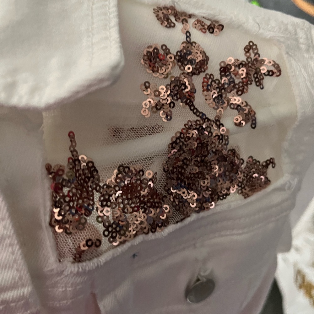 Universal Thread White Denim Jacket With Sequin L… - image 7